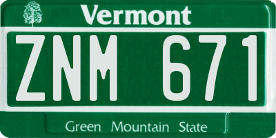 VT license plate ZNM671