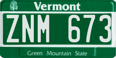 VT license plate ZNM673