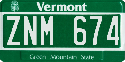 VT license plate ZNM674