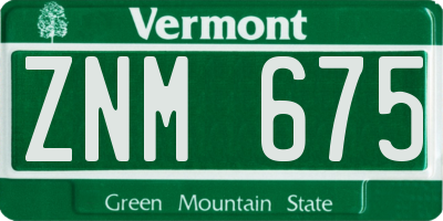 VT license plate ZNM675
