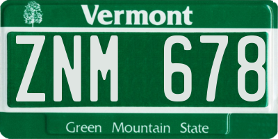 VT license plate ZNM678
