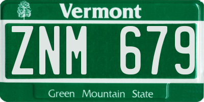 VT license plate ZNM679