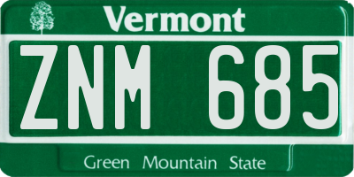 VT license plate ZNM685