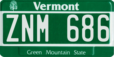 VT license plate ZNM686
