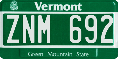 VT license plate ZNM692