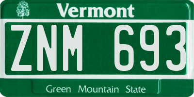 VT license plate ZNM693