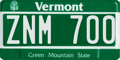 VT license plate ZNM700