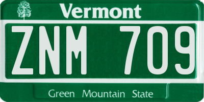 VT license plate ZNM709