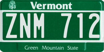 VT license plate ZNM712
