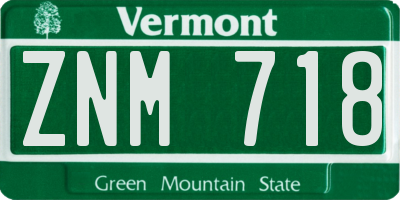 VT license plate ZNM718