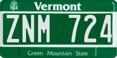 VT license plate ZNM724