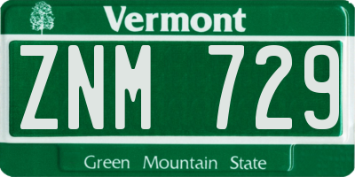 VT license plate ZNM729