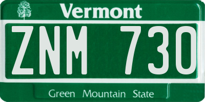 VT license plate ZNM730