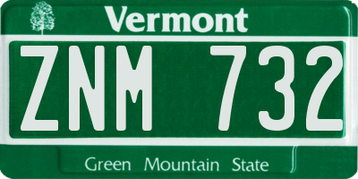 VT license plate ZNM732