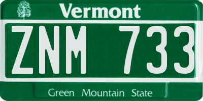 VT license plate ZNM733