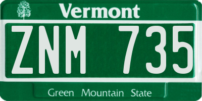 VT license plate ZNM735