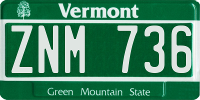VT license plate ZNM736