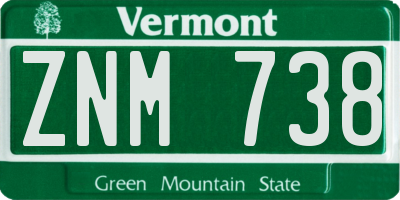 VT license plate ZNM738