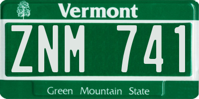 VT license plate ZNM741