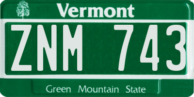 VT license plate ZNM743