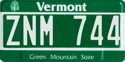 VT license plate ZNM744