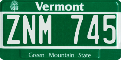 VT license plate ZNM745