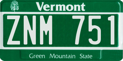 VT license plate ZNM751