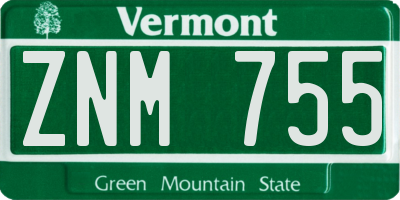VT license plate ZNM755