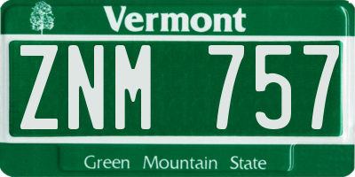 VT license plate ZNM757