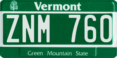 VT license plate ZNM760