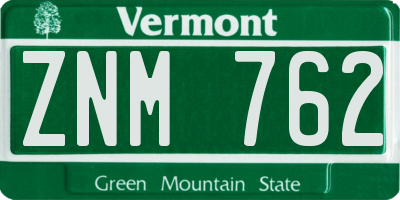 VT license plate ZNM762