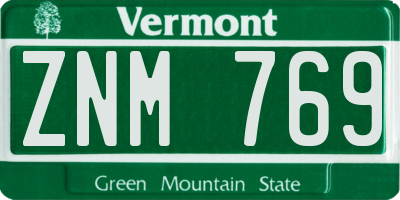 VT license plate ZNM769