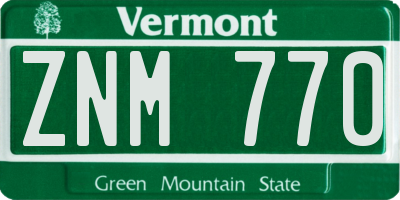 VT license plate ZNM770