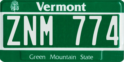 VT license plate ZNM774