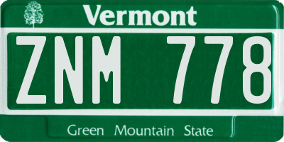 VT license plate ZNM778