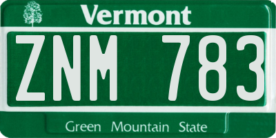 VT license plate ZNM783