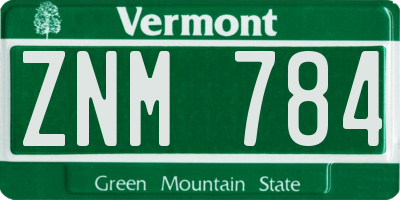 VT license plate ZNM784