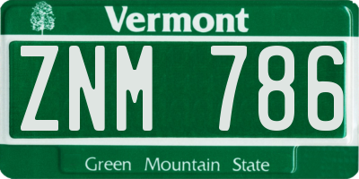 VT license plate ZNM786