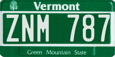 VT license plate ZNM787