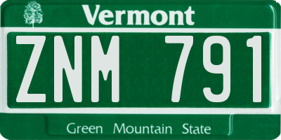 VT license plate ZNM791