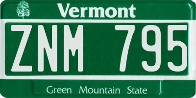 VT license plate ZNM795