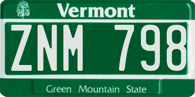 VT license plate ZNM798