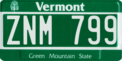 VT license plate ZNM799