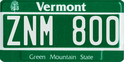 VT license plate ZNM800