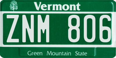 VT license plate ZNM806