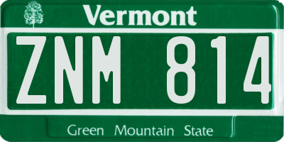 VT license plate ZNM814