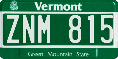 VT license plate ZNM815