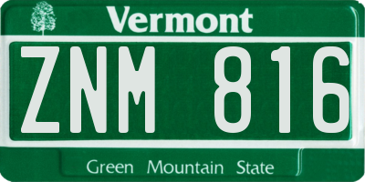 VT license plate ZNM816