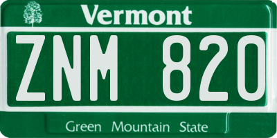VT license plate ZNM820