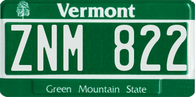 VT license plate ZNM822